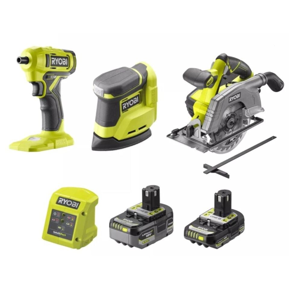 RYOBİ R18CK3G-242G ONE+ 3'Lü Kombo Kit (RSD18+R18CSP+RPS18 + 1X4.0AH+1X2.0AH + Şarj Cihazı) (5133006825)