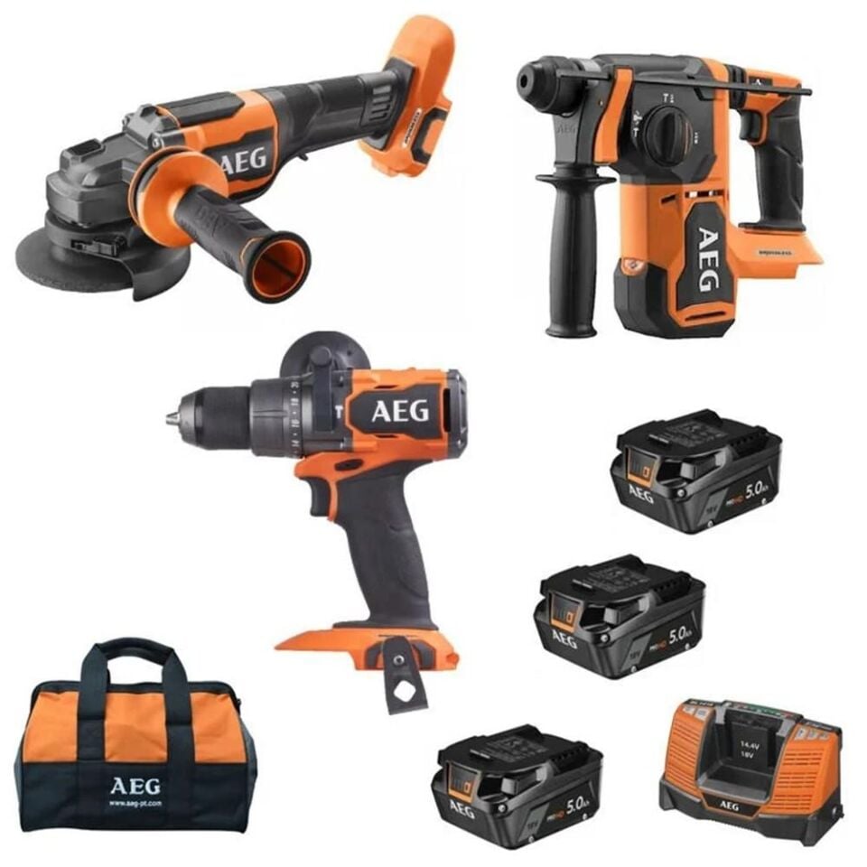 AEG JP18AA3-503B 18V Akülü 3'lü Set (BSB18C3BL+BEWS18-125BLPX2+BBH18BL2) (4935479881)