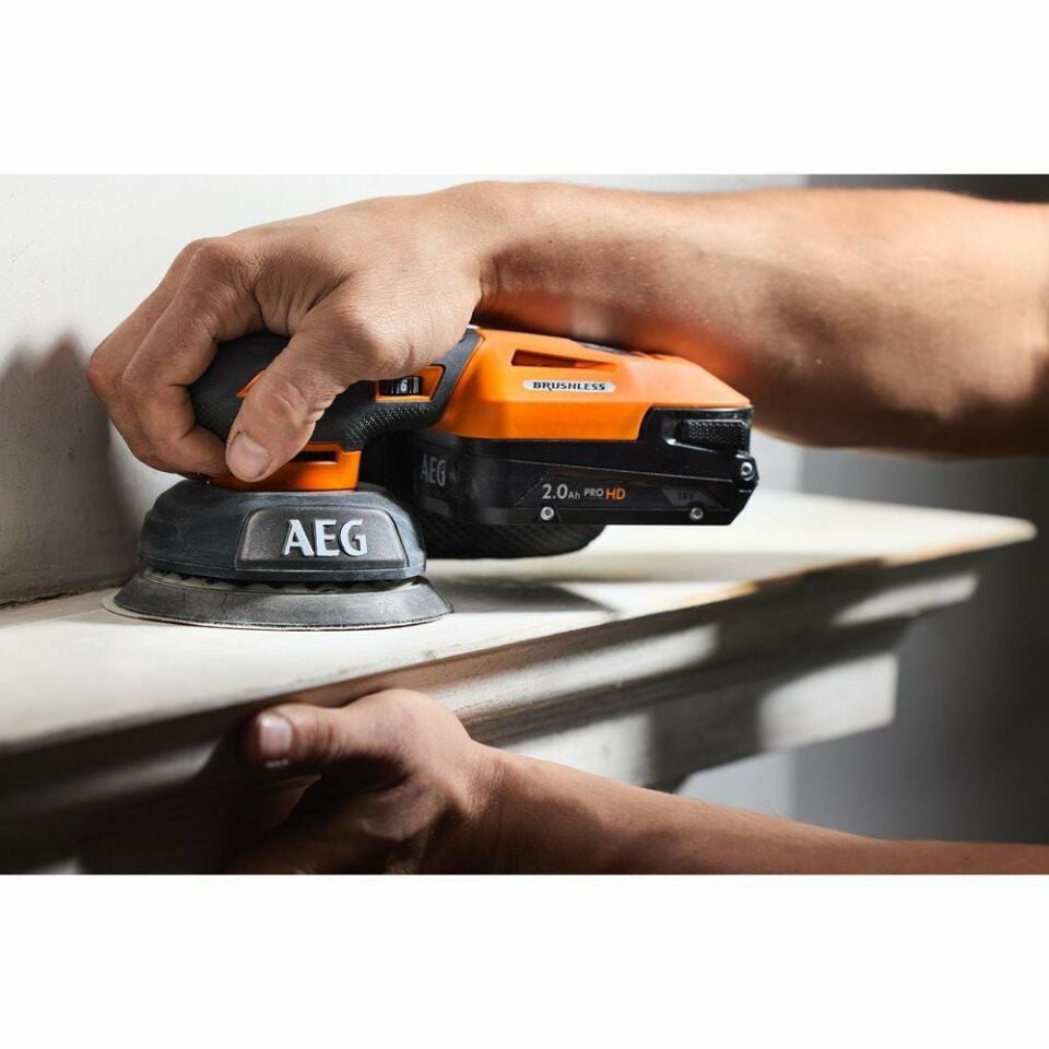 AEG BEX18SBL-125-602TC Akülü Titreşim Zımpara Kömürsüz 6.0Ah (4935500068)