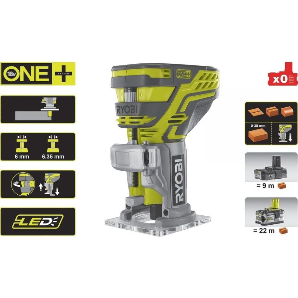 RYOBİ R18TR-0 Avuç İçi Frezesi (Akü Dahil Değildir.) (5133002917)