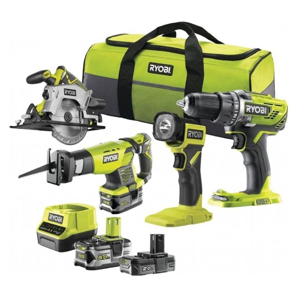 RYOBİ RCK184-252S 18V 4'Lü Set (R18DD3+RRS1801M+RWSL1801+RLF18+RB18L20+RB18L50+RC18120) (5133005692)