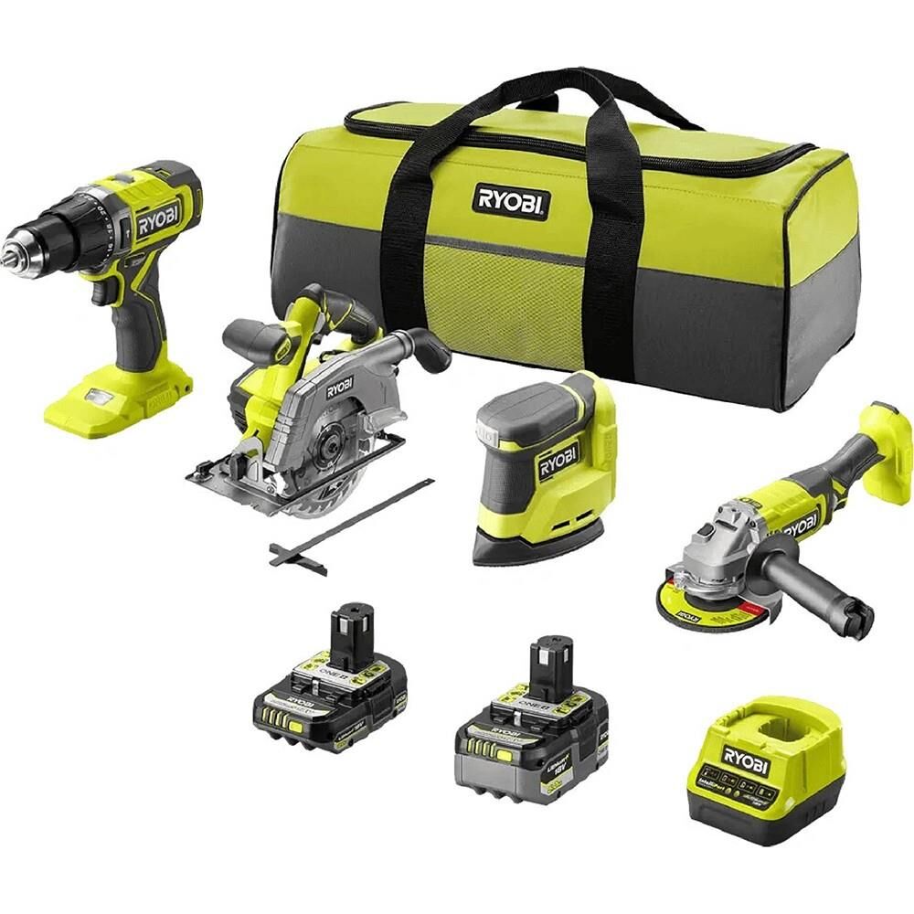 RYOBİ R18CK4G-252S ONE+ 4'Lü Kombo Kit (RPD18+RJS18+R18CSP+PRS18 + 1X5.0AH+1X2.0AH + Şarj Cihazı) (5133006717)