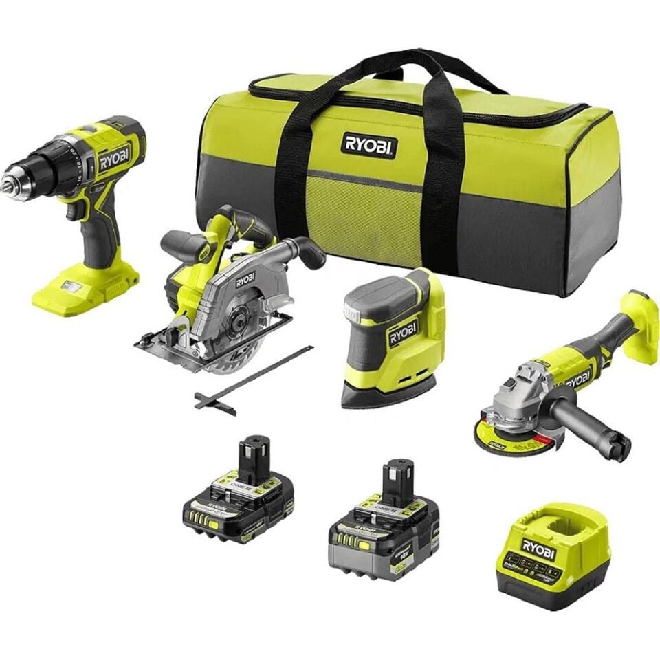 RYOBİ R18CK4G-252S ONE+ 4'Lü Kombo Kit (RPD18+RJS18+R18CSP+PRS18 + 1X5.0AH+1X2.0AH + Şarj Cihazı) (5133006717)