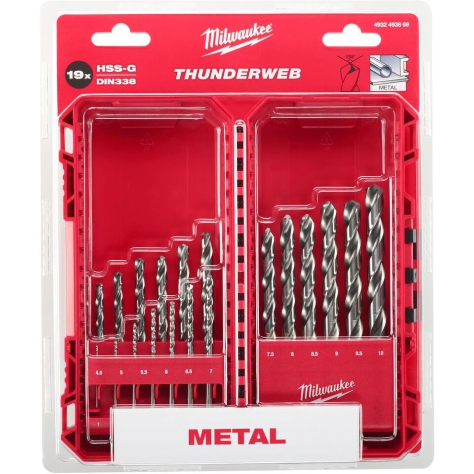 MİLWAUKEE Metal Matkap Ucu Set 19 Parça (1-10) Thunderweb Seri (4932493869)