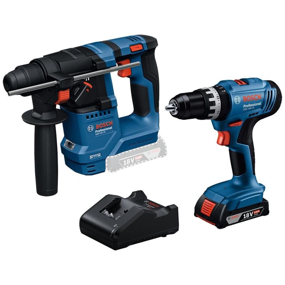 BOSCH GSB 18V-25 + GBH 18V-18 Akülü Kırıcı Delici ve Darbeli Matkap Kombi Set (1x2.0Ah Akü + GAL 18V-20 Şarj Cihazı) (0 615 A50 07P)