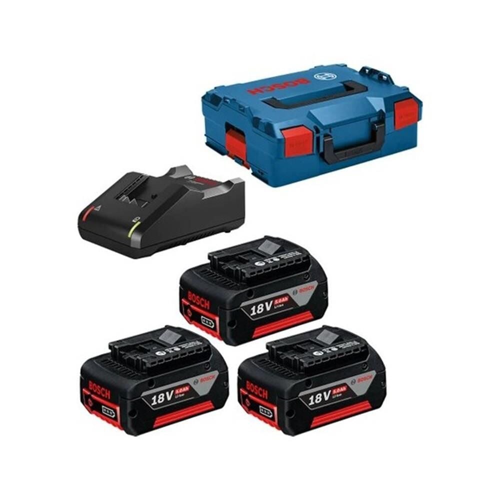 BOSCH Akü ve Şarj Cihazı Seti 3 x GBA 18V 5.0Ah Akü + GAL 18-40CV Şarj Cihazı + LBOXX Çanta (0 615 990 L3T)