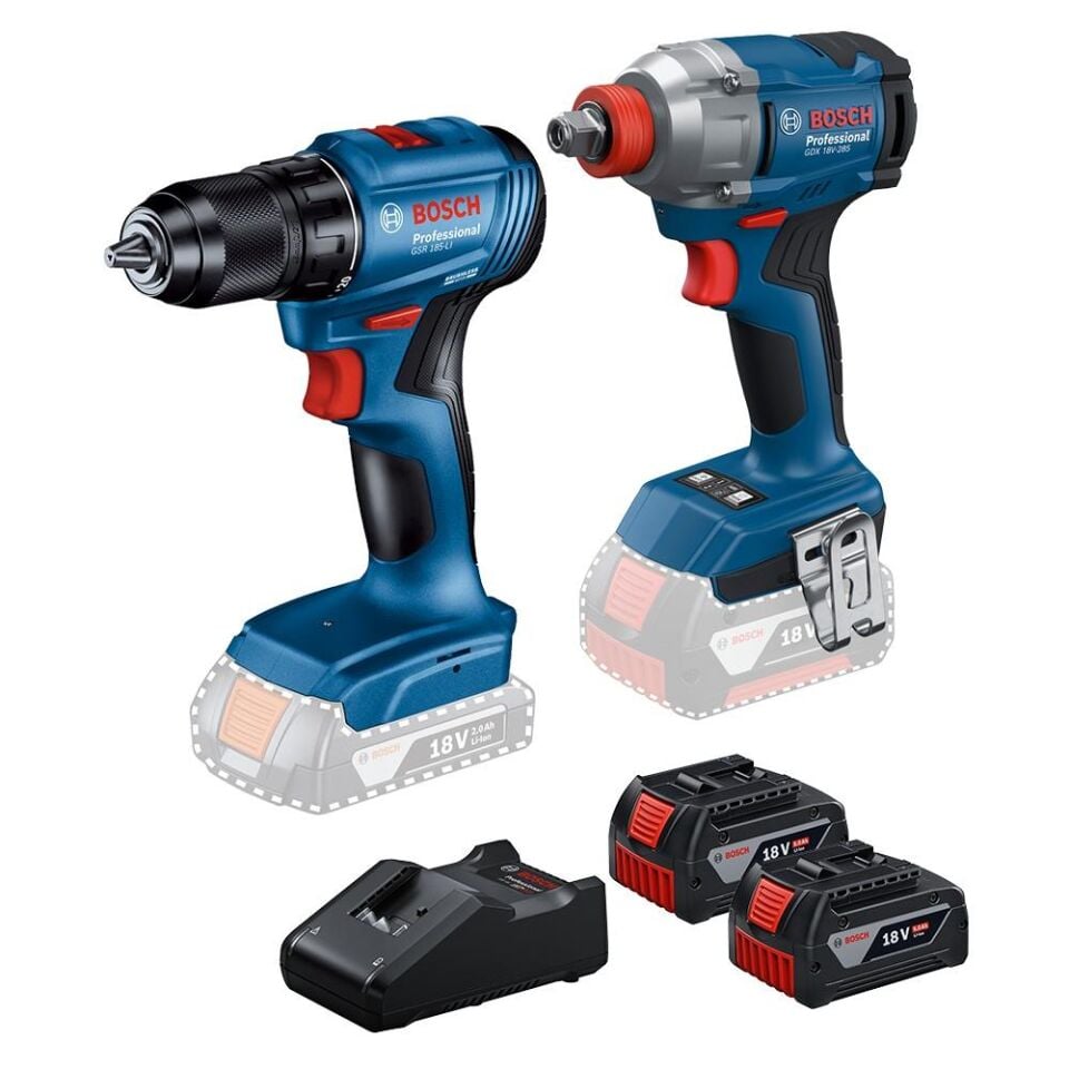 BOSCH GDX 18V-285 + GSR 185-LI Akülü Somun Sıkma ve Vidalama Kombi Set (2x5.0Ah) (0 601 9K3 026)