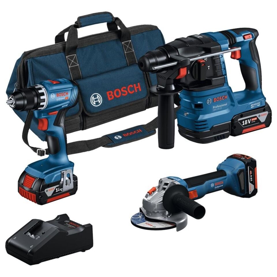 BOSCH GSR 18V-45 + GWS 18V-8 + GBH 18V-22 KOMBİ SET (3x4.0Ah) (0 615 A50 07L)