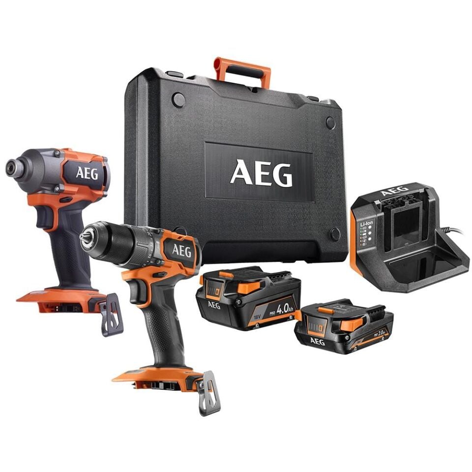AEG CK18-AC-2BL-X02B Kombo Matkap Seti (BSB18SBL2 + BSS18C3B3) (1x2.0Ah + 1x4.0Ah) (4935499435)