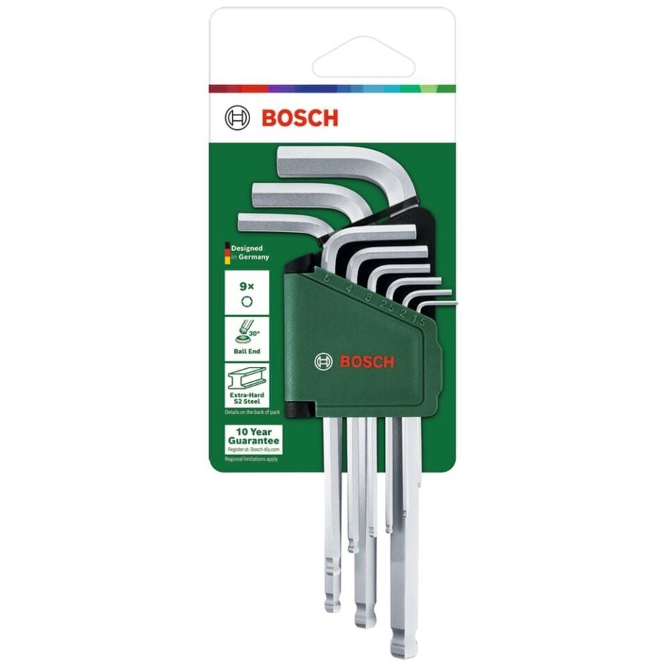 BOSCH 9 Parça Allen Anahtar Takımı Hex (1 600 A03 2V1)