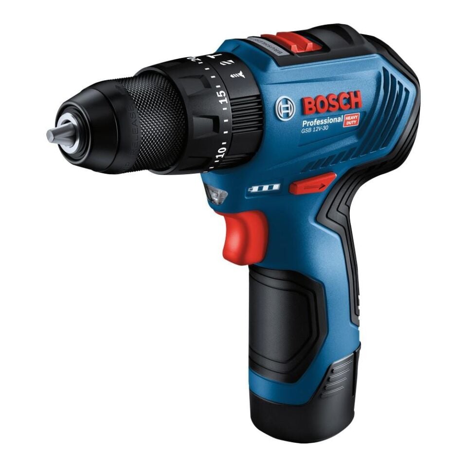 BOSCH GSB 12V-30 Akülü Darbeli Delme Vidalama Makinesi (2x2.0Ah) (0 601 9G9 100)