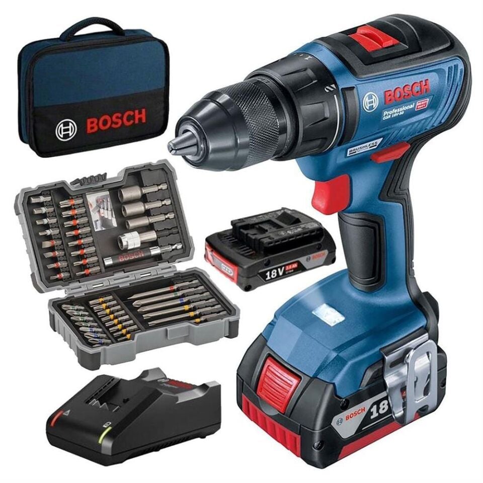 BOSCH GSR 18v-50 Akülü Darbesiz Matkap (0 601 9H5 004)