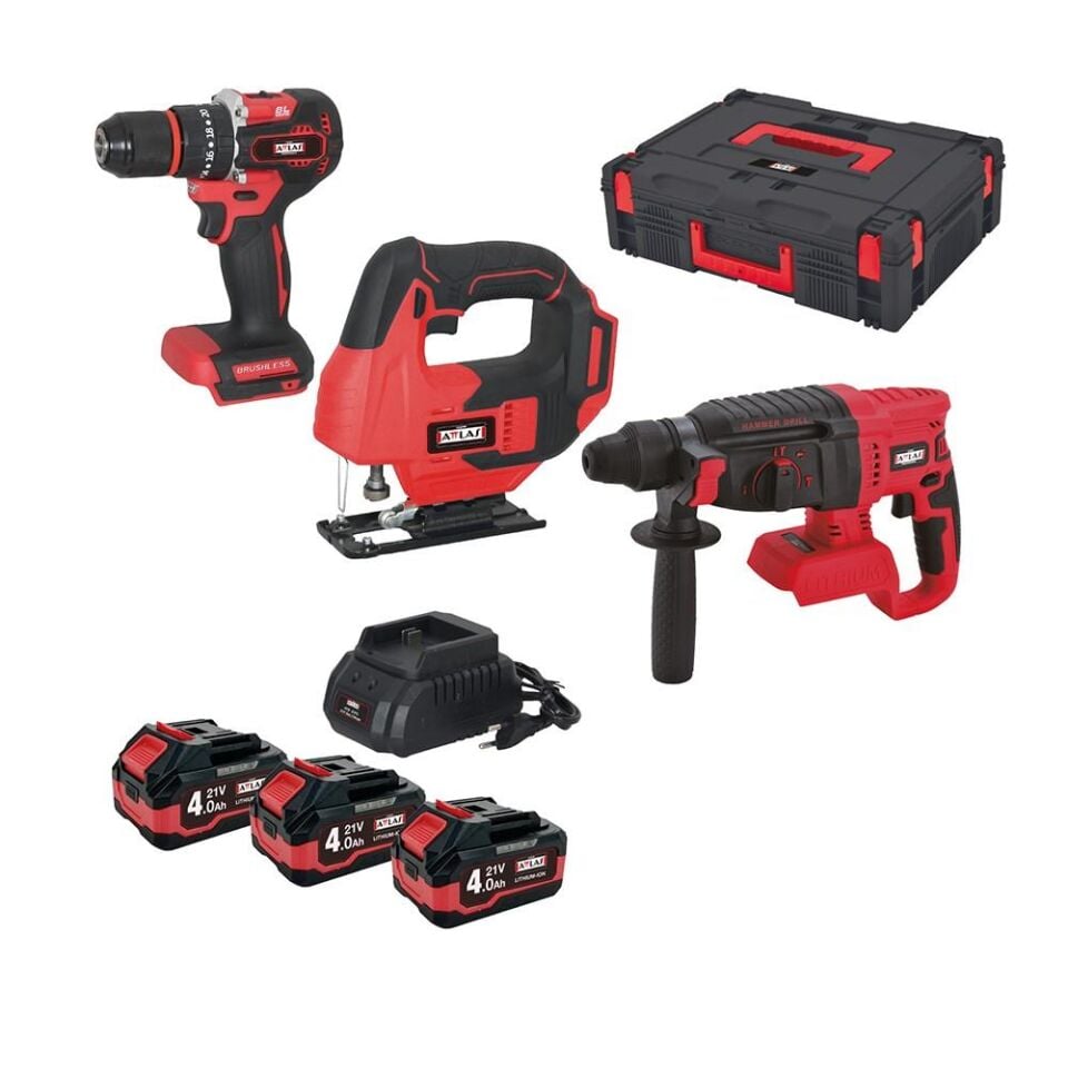 ATTLAS ATB 21 KS3C-403C Akülü Set Kırıcı Delici + Dekupaj ve Matkap (3x4.0Ah) (A0104177)