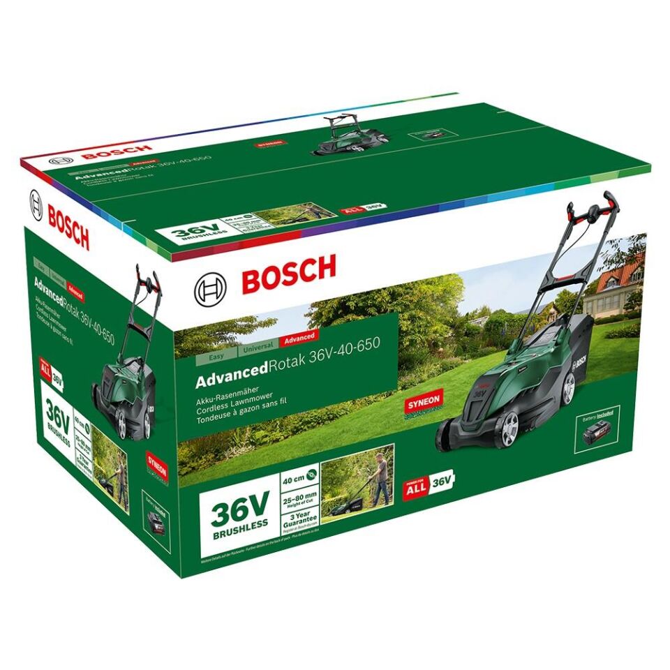 BOSCH ADVANCED ROTAK 36V-40-650 Akülü Çim Biçme Makinesi (1x4.0Ah) (0 600 8B9 F00)