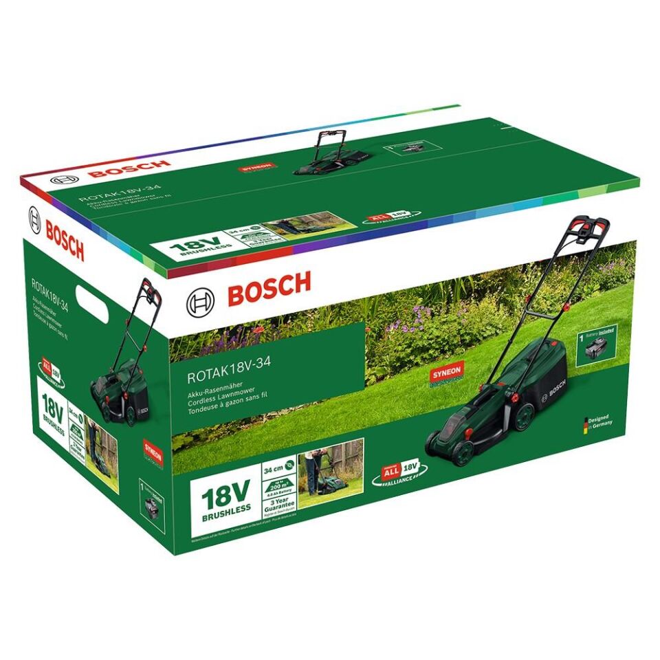 BOSCH ROTAK 18V-34 Akülü Çim Biçme Makinesi (1x4.0Ah) (0 600 8B9 N00)