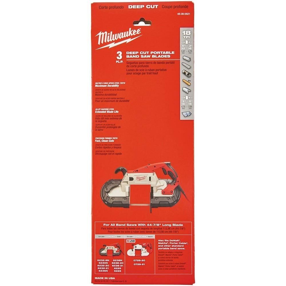 MİLWAUKEE 1139x83mm x 18 Tipi Testere M18 CBS 125 - FBS127 3 Adet (48390521)