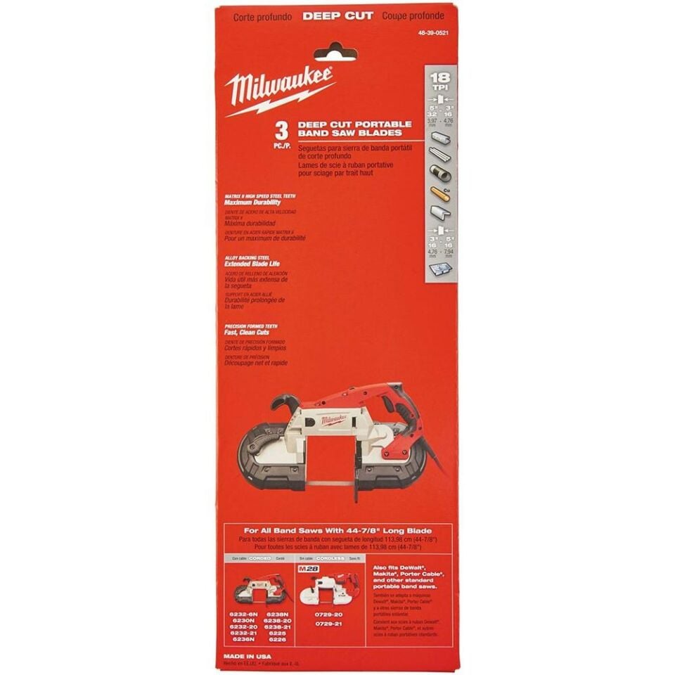MİLWAUKEE 1139x83mm x 18 Tipi Testere M18 CBS 125 - FBS127 3 Adet (48390521)