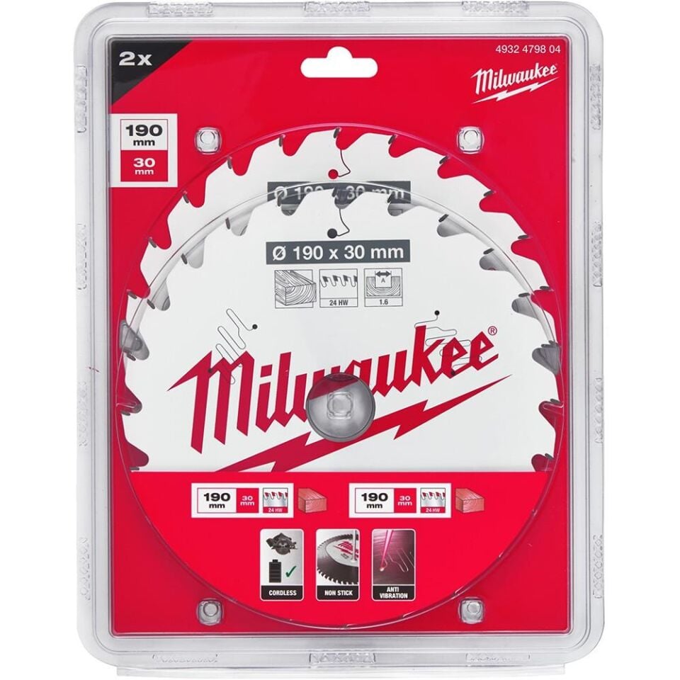MİLWAUKEE Daire Testere Ahşap 190x24T 2 Parça (4932479804)