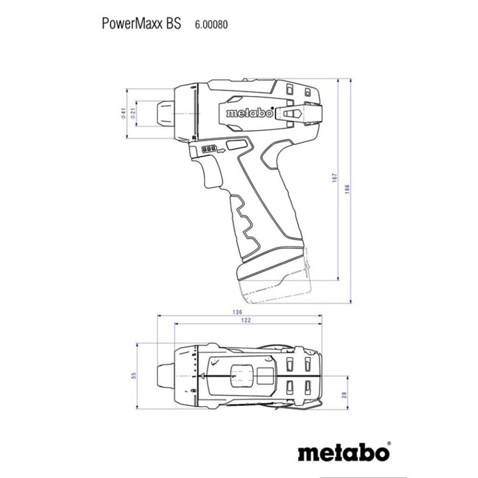 METABO POWERMAXX BS 12V Akülü Vidalama Makinesi (2x2.0Ah) (600080500)