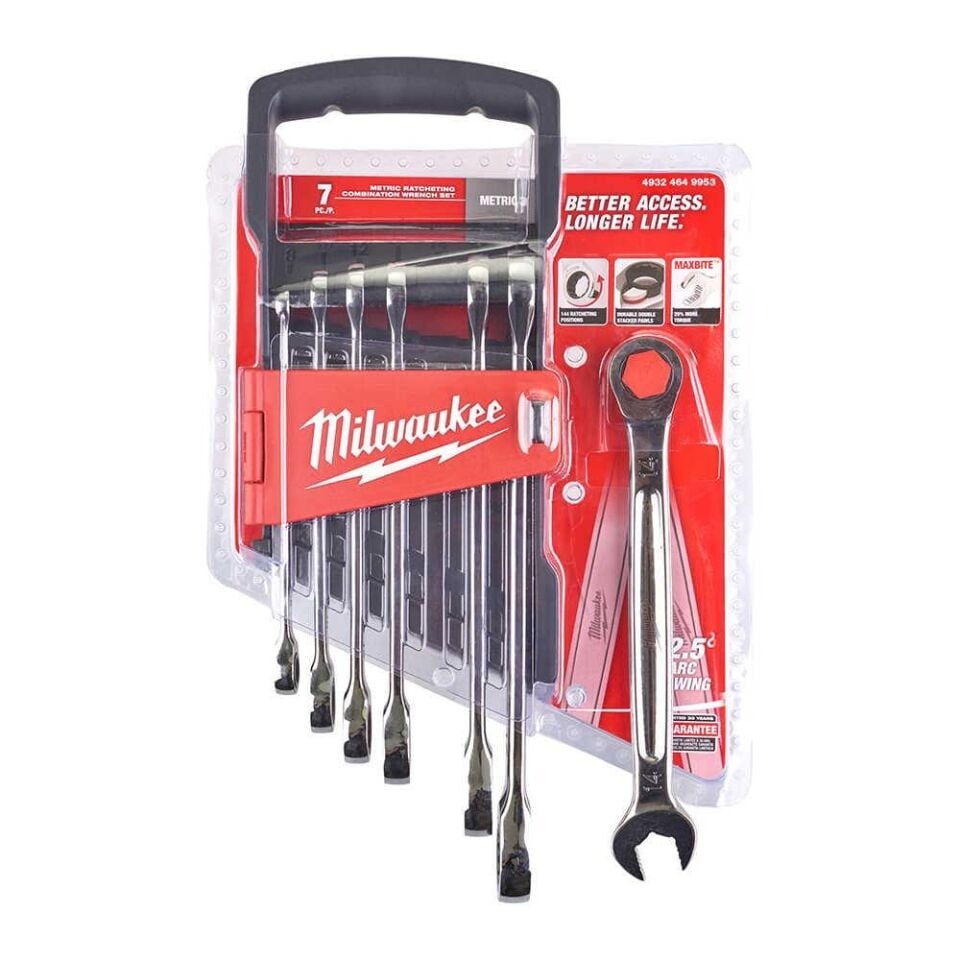 MİLWAUKEE Kombine Anahtar Seti Cırcırlı 7 Parça Max Bıte  (4932464993)