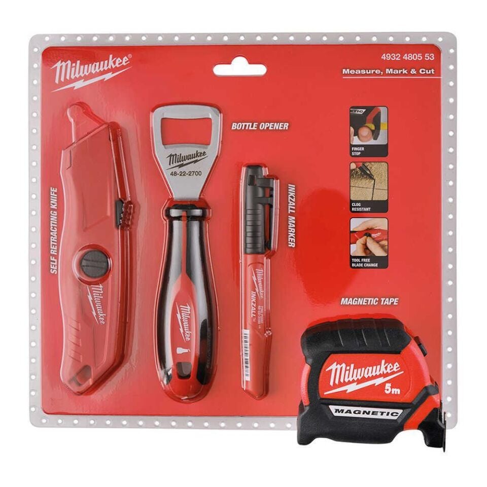MİLWAUKEE Promo Set 5Mt Metre + Maket Bıçağı + Marker + Şişe Açacağı (T4932480553)