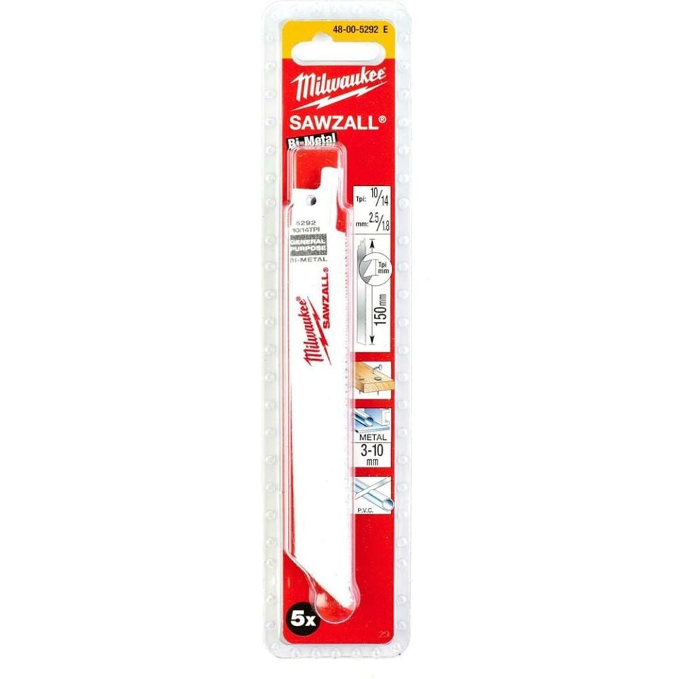 MİLWAUKEE Kılıç Testere 150Mm Bi-Met,Co Gen Amaç 5'Li S922Vf  (48005292)