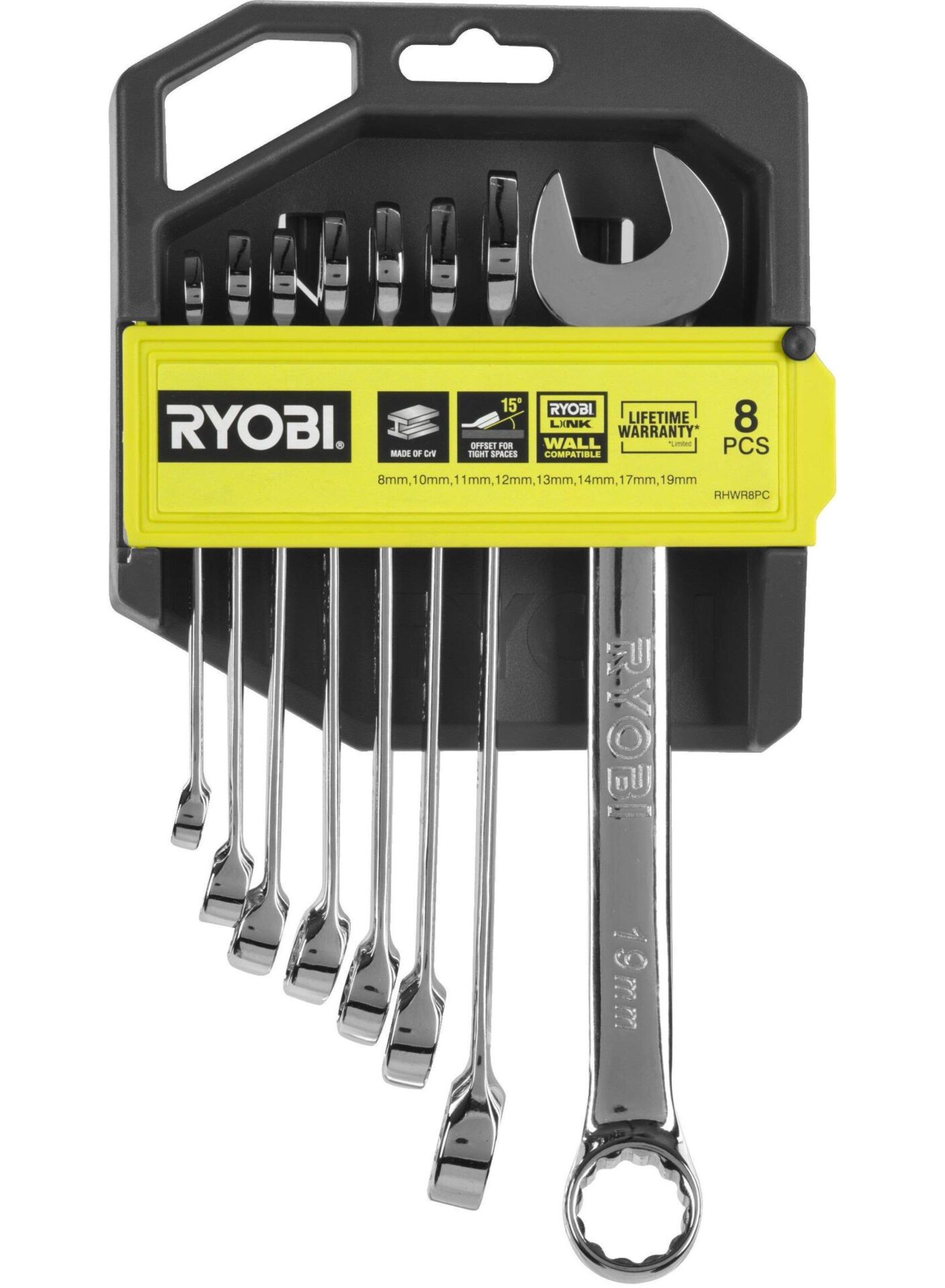 RYOBİ RHWR8PC 8 Parça Kombine Anahtar Seti (8-19Mm) (5132006065)