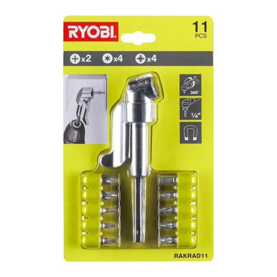 RYOBİ RAKRAD11 Köşe Vidalama Adaptörü + 10 Parça Aksesuarlı (5132004834)